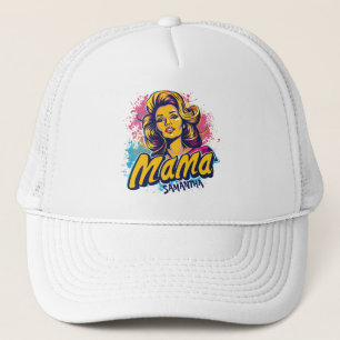 Personalisierte Retro-Mama-Pop-Art-Trucker-Mütze ( Truckerkappe