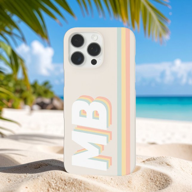 Personalisierte Retro-Pastelstreifen iPhone 16 Pro Max Hülle (Von Creator hochgeladen)