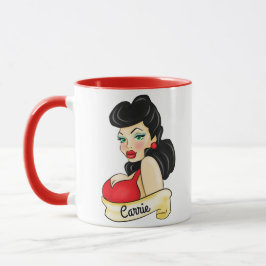 Personalisierte Retro Pinup-Tätowierung Tasse
