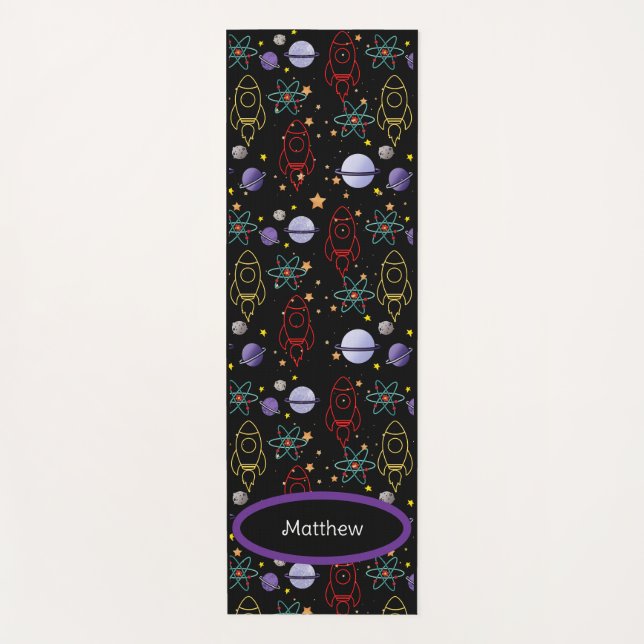 Personalisierte Retro-Raumfahrt Yogamatte (Vorderseite)