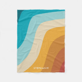 Personalisierte Retro-Regenbogenwellen Fleecedecke
