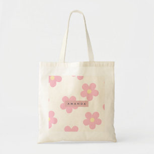 Personalisierte Retro-Rosa Gänseblümchen-Blume Tragetasche