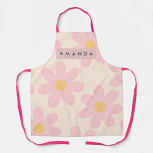 Personalisierte Retro-Rosa Gänseblümchen-Blumenmus Schürze