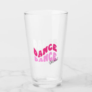 Personalisierte Retro-Rosa-Name-Wellentypografie Glas