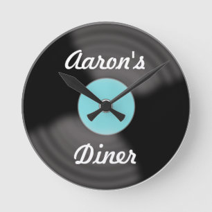 Personalisierte Retro-Schallplatten-Wanduhr Gesche Runde Wanduhr