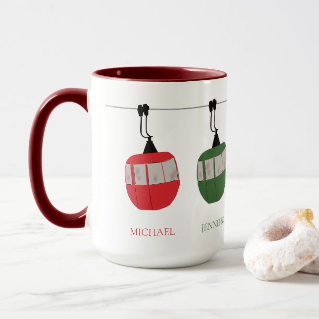 Personalisierte Retro-Skilift Tasse (Mit Donut)