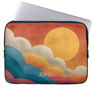 Personalisierte Retro-Sonnenuntergangs-Laptop-Hüll Laptopschutzhülle