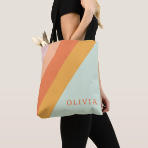 Personalisierte Retro-Streifen Mint Pfirsich Paste Tasche