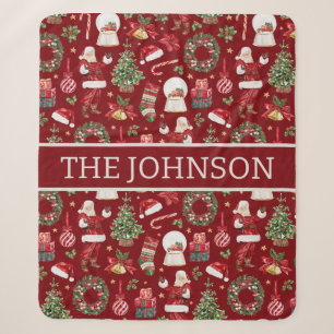 Personalisierte Retro-Weihnachts-Santa-Sherpa-Deck Sherpadecke