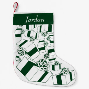 Personalisierte Retro-Weiß-Grün-Geschenke Kleiner Weihnachtsstrumpf
