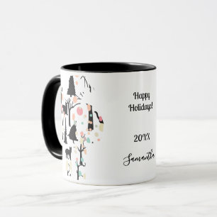 Personalisierte RetroMinimalist BlackCats & Branch Tasse
