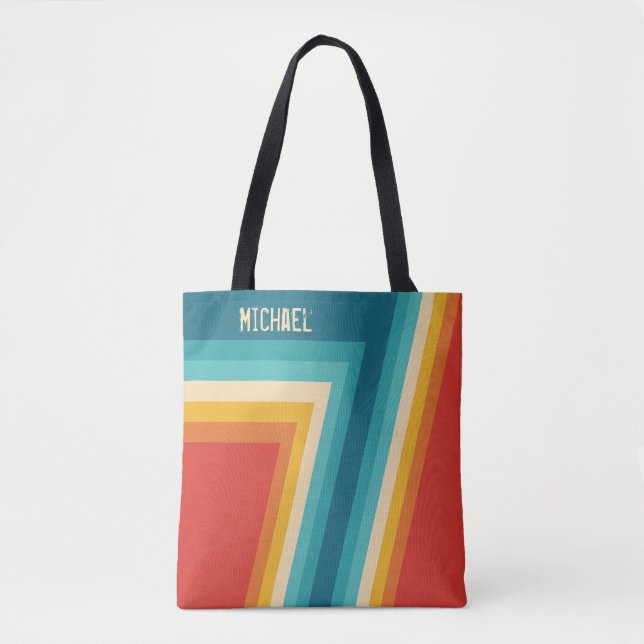 Personalisierte Retrostreifen - 70er, 80er Tasche (Vorderseite)
