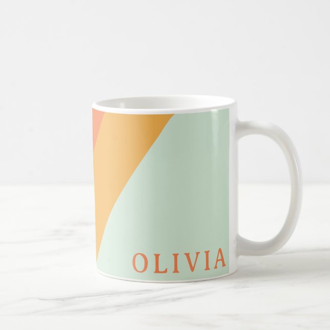 Personalisierte Retrostreifen mit Pfirsichpfirsich Kaffeetasse (Rechts)