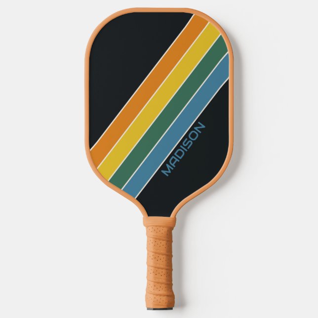 Personalisierte Retrostreifen Pickleball Schläger (Vorderseite)