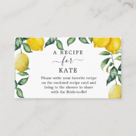 Personalisierte Rezept Anfrage Brautparty Lemons Visitenkarte