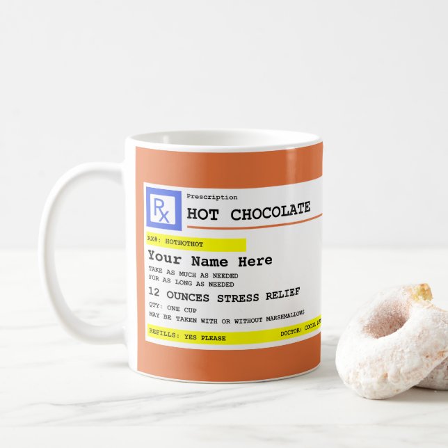 Personalisierte Rezept-Heiße Schokolade oder Kaffeetasse (Mit Donut)