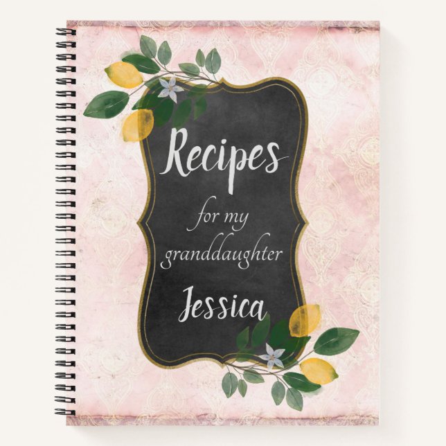 Personalisierte Rezepte für meine Enkelin auf Rosa Notizbuch (Vorderseite)