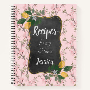 Personalisierte Rezepte für meine Nichte auf rosa Notizbuch
