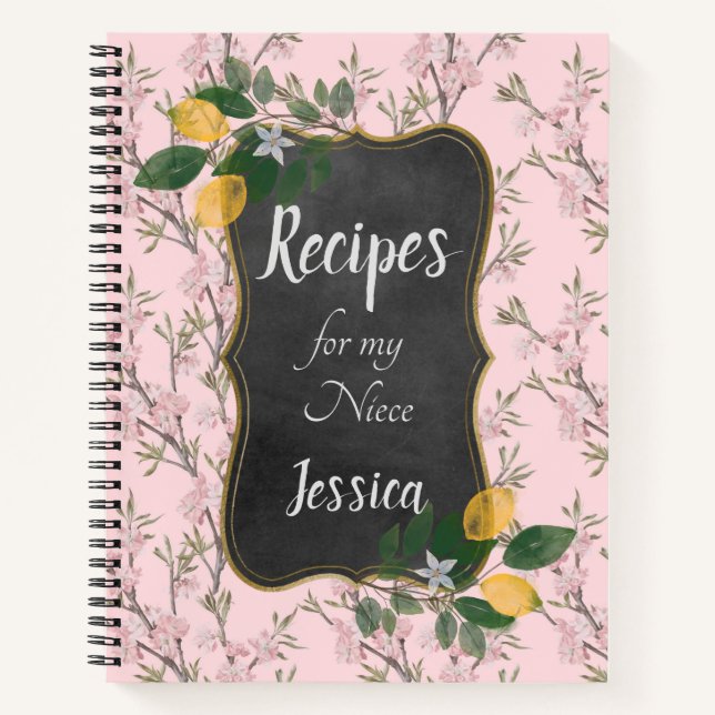 Personalisierte Rezepte für meine Nichte auf rosa, Notizbuch (Vorderseite)