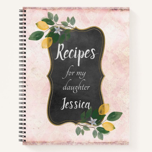 Personalisierte Rezepte für meine Tochter auf rosa Notizbuch (Vorderseite)