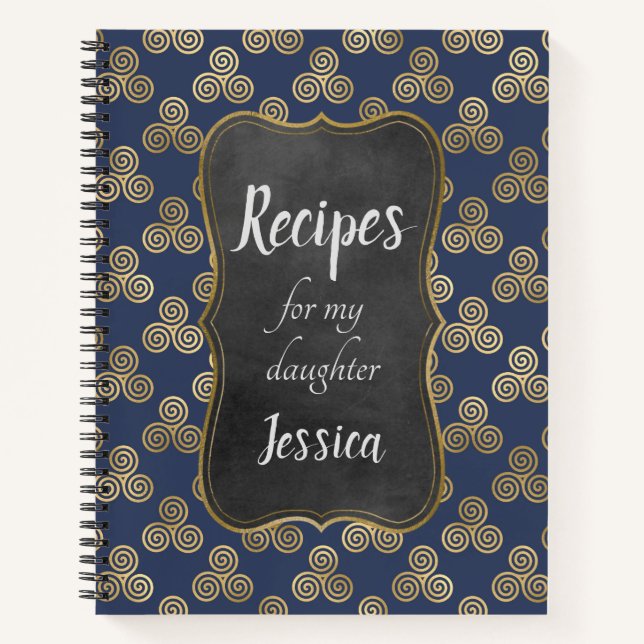 Personalisierte Rezepte für meine Tochter Blue Cel Notizbuch (Vorderseite)