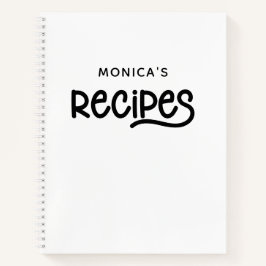 Personalisierte Rezepte in Weiß und Schwarz Notizbuch