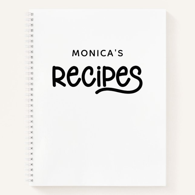 Personalisierte Rezepte in Weiß und Schwarz Notizbuch (Vorderseite)