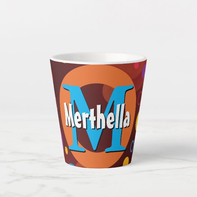 Personalisierte Rings Retro Monogramm Milchtasse (Vorderseite)