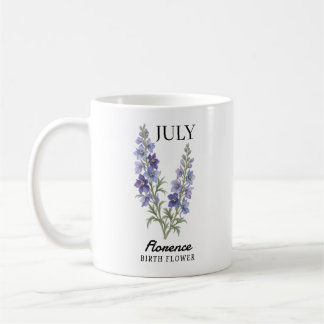Personalisierte Rittersporn-Geburtsblume Juli Kaffeetasse