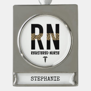 Personalisierte RN-Geschenke für Krankenschwester Banner-Ornament Silber