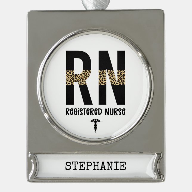 Personalisierte RN-Geschenke für Krankenschwestern Banner-Ornament Silber (Vorderseite)