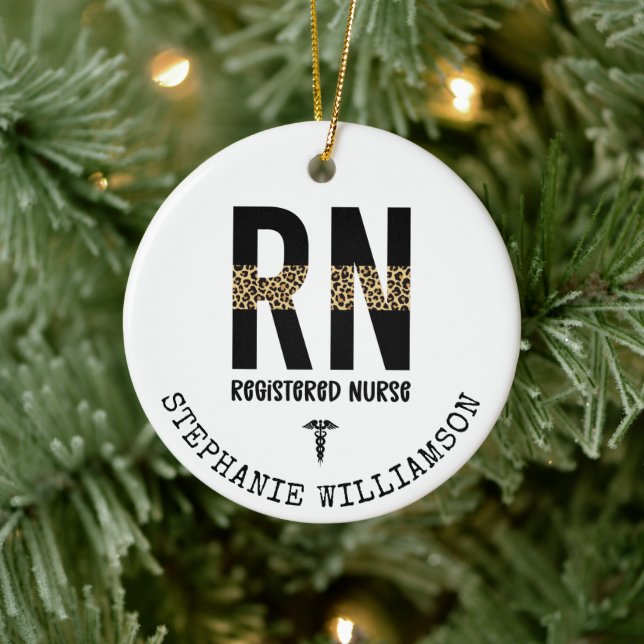 Personalisierte RN-Geschenke für Krankenschwestern Keramik Ornament (Baum)