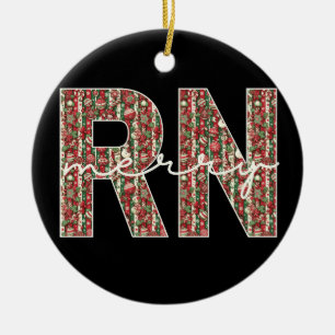Personalisierte RN Nurse Weihnachts-Keepsak Keramik Ornament