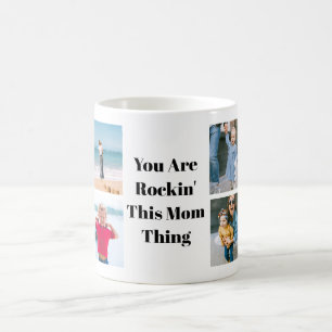 Personalisierte Rockin-Mama Kid-Nachrichten und Fo Kaffeetasse