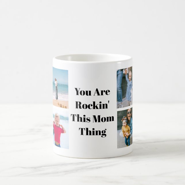 Personalisierte Rockin-Mama Kid-Nachrichten und Fo Kaffeetasse (Mittel)