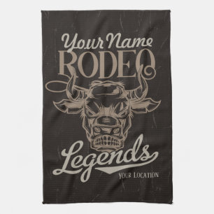 Personalisierte Rodeo Old West Stier Fang Legenden Geschirrtuch