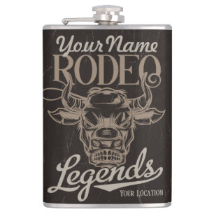 Personalisierte Rodeo Old West Stier-Roping-Legend Flachmann