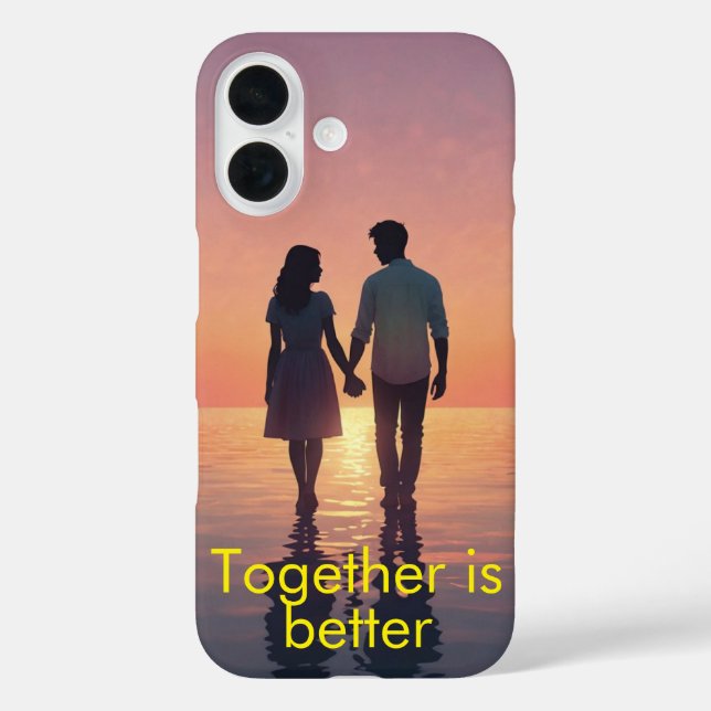 Personalisierte romantische Couple-Silhouette iPhone 16 Hülle (Rückseite)