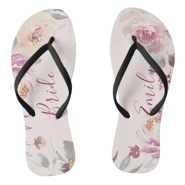 Personalisierte romantische Gartenbräune Flip Flops (Fußbett)