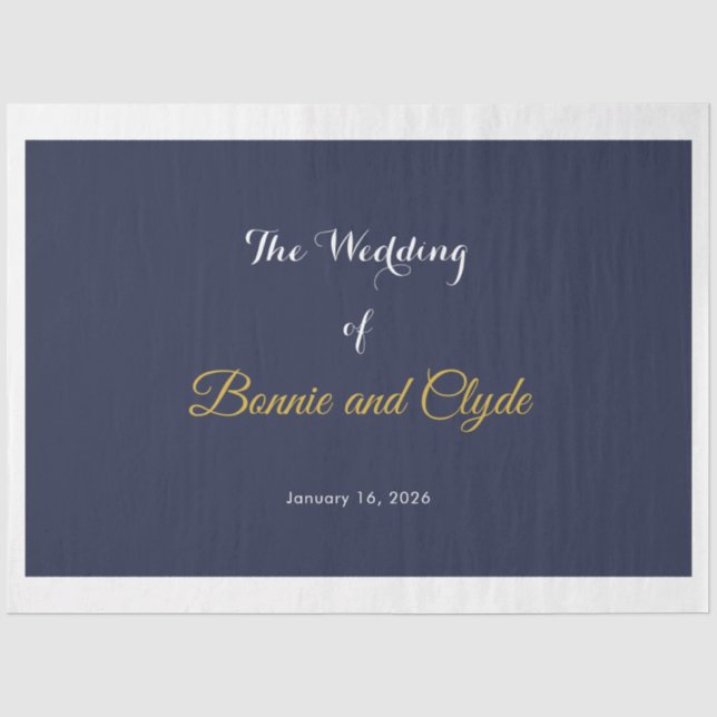Personalisierte romantische Hochzeit 20" x 30" Seidenpapier (Vorderseite)