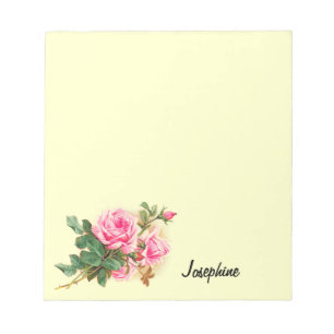 Personalisierte romantische rosa Rosen Notizblock