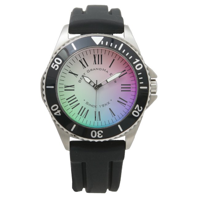 Personalisierte römische Stundticks auf Rainbow Armbanduhr (Vorderseite)