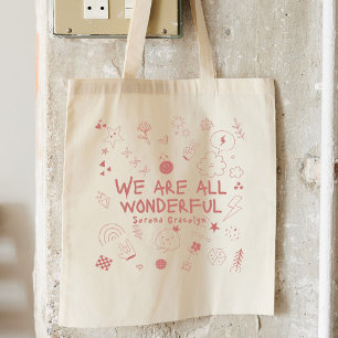 Personalisierte rosa allerwunderbare Doodle Coquet Tragetasche