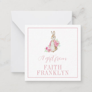 Personalisierte rosa Aquarell-Hasen-Geschenkeinsch Mitteilungskarte