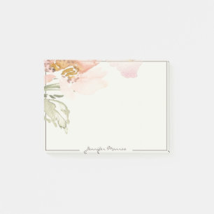 Personalisierte rosa Aquarellblume Post-it Klebezettel