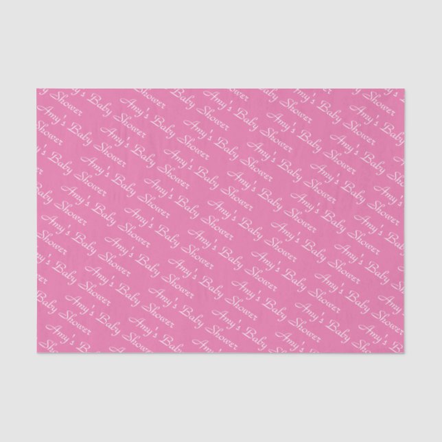 Personalisierte Rosa Babydusche gepolstert Seidenpapier (Vorderseite)