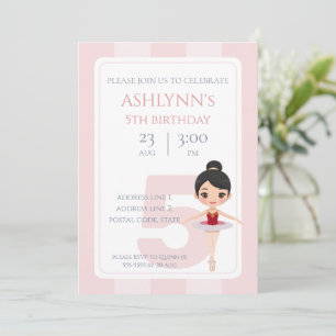 Personalisierte Rosa Ballerina Geburtstag Einladung