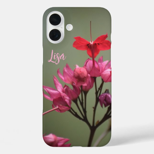 Personalisierte rosa Blume Apple iPhone Case (Rückseite)