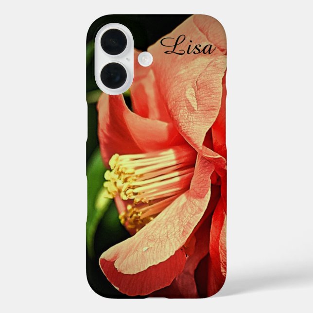 Personalisierte rosa Blume Apple iPhone Case (Rückseite)