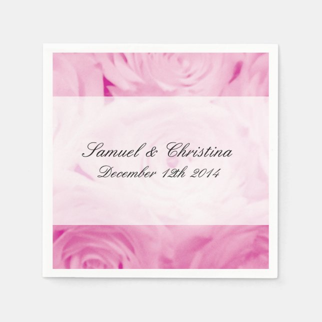 Personalisierte Rosa-Blume Hochzeitsnapkins Serviette (Vorderseite)